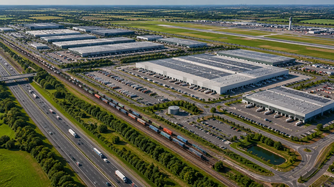 Aerial view of transport, logistics and infrastructure
