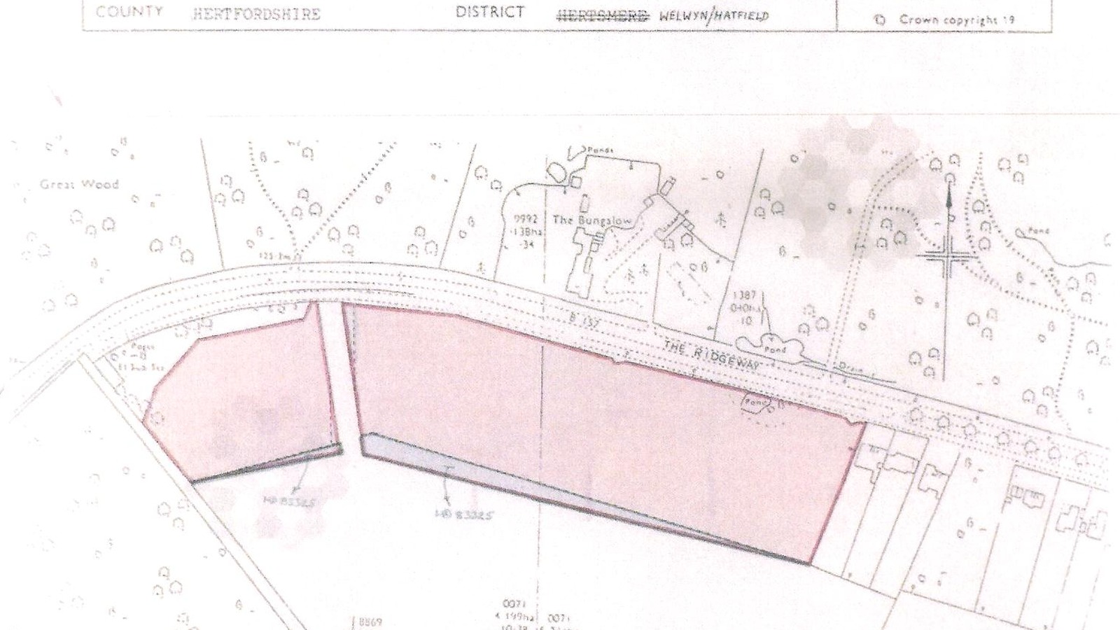 Map showing The Ridgeway strategic land site near Potters Bar